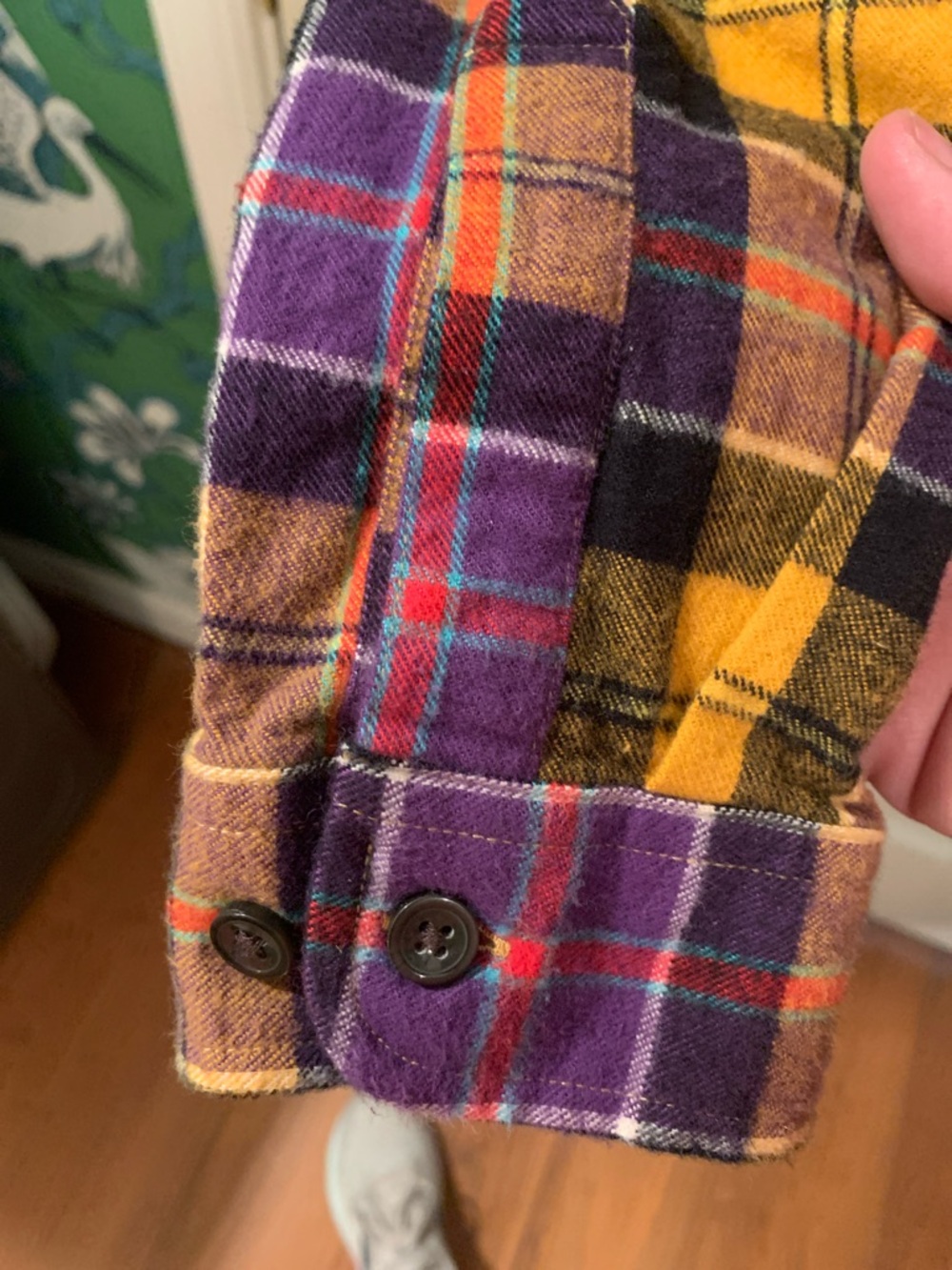 L.L. Bean Women’s Yellow/Purple Plaid Button-Down Shirt Large - Picture 5 of 9